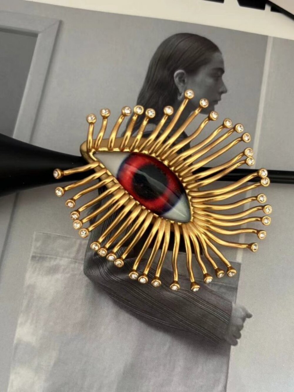 Schiaparelli Long Eyelashes Big Eye Brooch